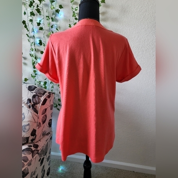 💚HP💚Soft Surroundings Bevvie Button Top Coral Cotton/Modal Blend - Picture 7 of 10